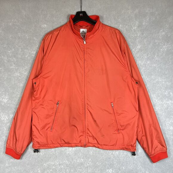 Peter Millar Jacket Full Zip Windbreaker Jacket Mens Large Orange Lined Golf - Picture 1 of 11
